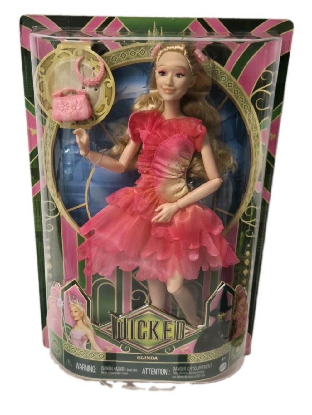 NEW Mattel Glinda Good Witch Doll in Pink and Gold Dress Wicked Collectable